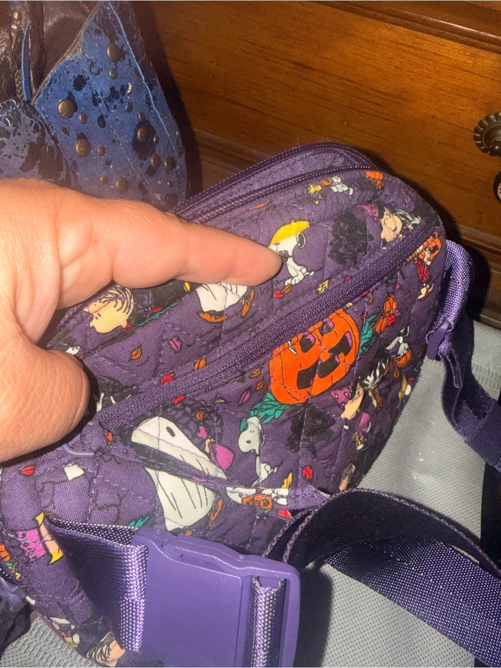 Vera Bradley Purple Halloween Snoopy Crossbody Bag with Cartoon Pumpkin Print - Picture 4 of 4